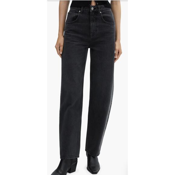 MNG Mango High Waist Black Balloon Barrel Jeans Womens 1 XS High Rise Denim - Picture 1 of 9